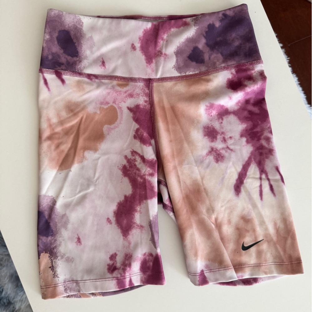 Nike Tie-Dye Biker Shorts Purple and Pink